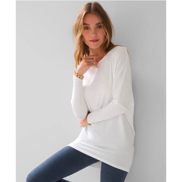 WHBM slouchy dolman tunic top size S minimalist parisian casual cozy chic shirt - Picture 1 of 8